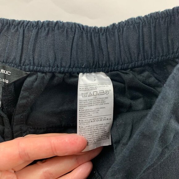 Banana Republic Black Linen Hayden Wide Leg Pull On Trouser Pant S - Picture 5 of 7